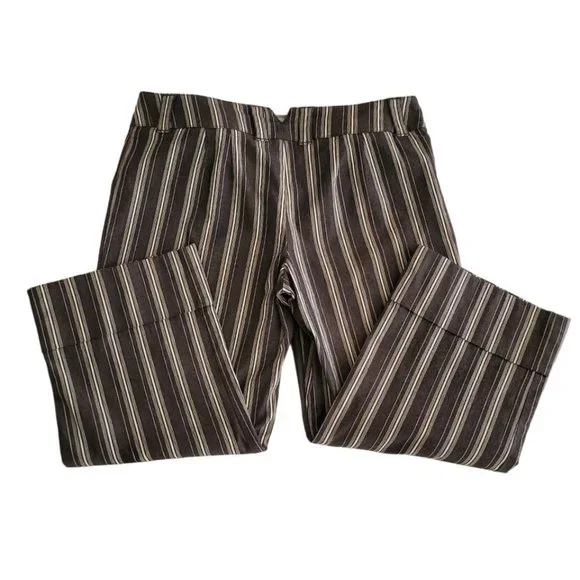Ann Taylor Loft Striped Cuffed Crop Pants | Like New | 2P | Charcoal White - Picture 12 of 16